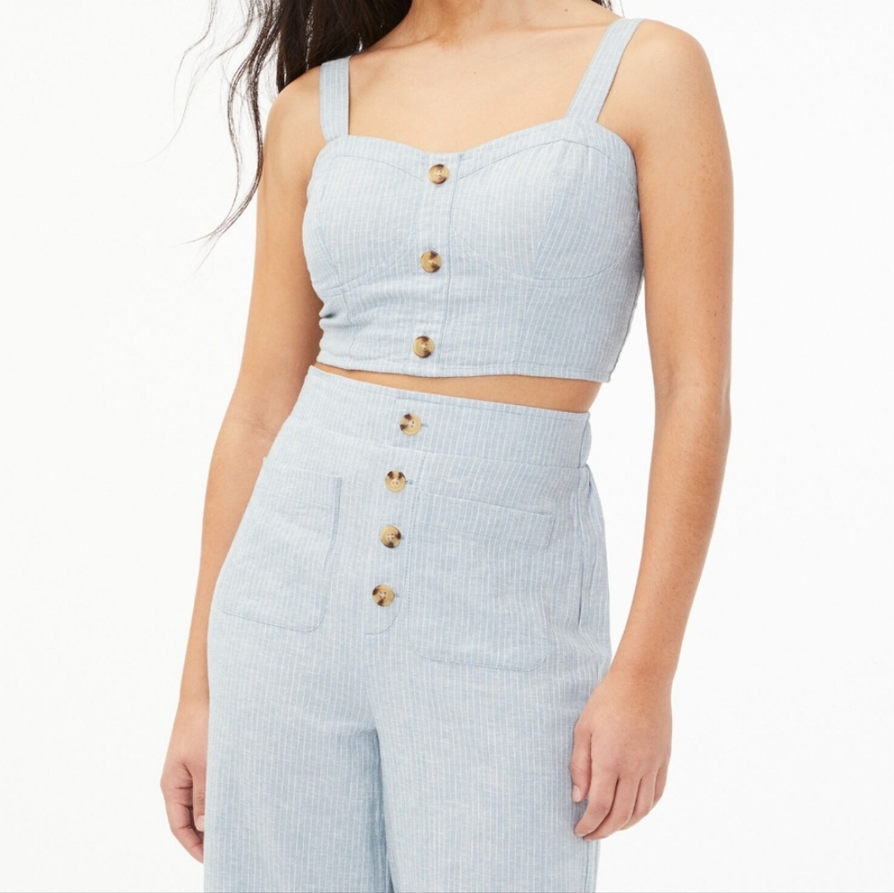 Aeropostale Striped Button Front Crop Top and Pants